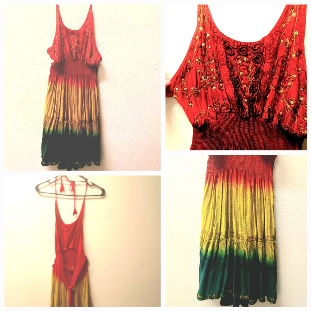 Rasta Sundress Red Yellow Green, SIZE S, NWOT